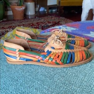 Multi color leather huaraches